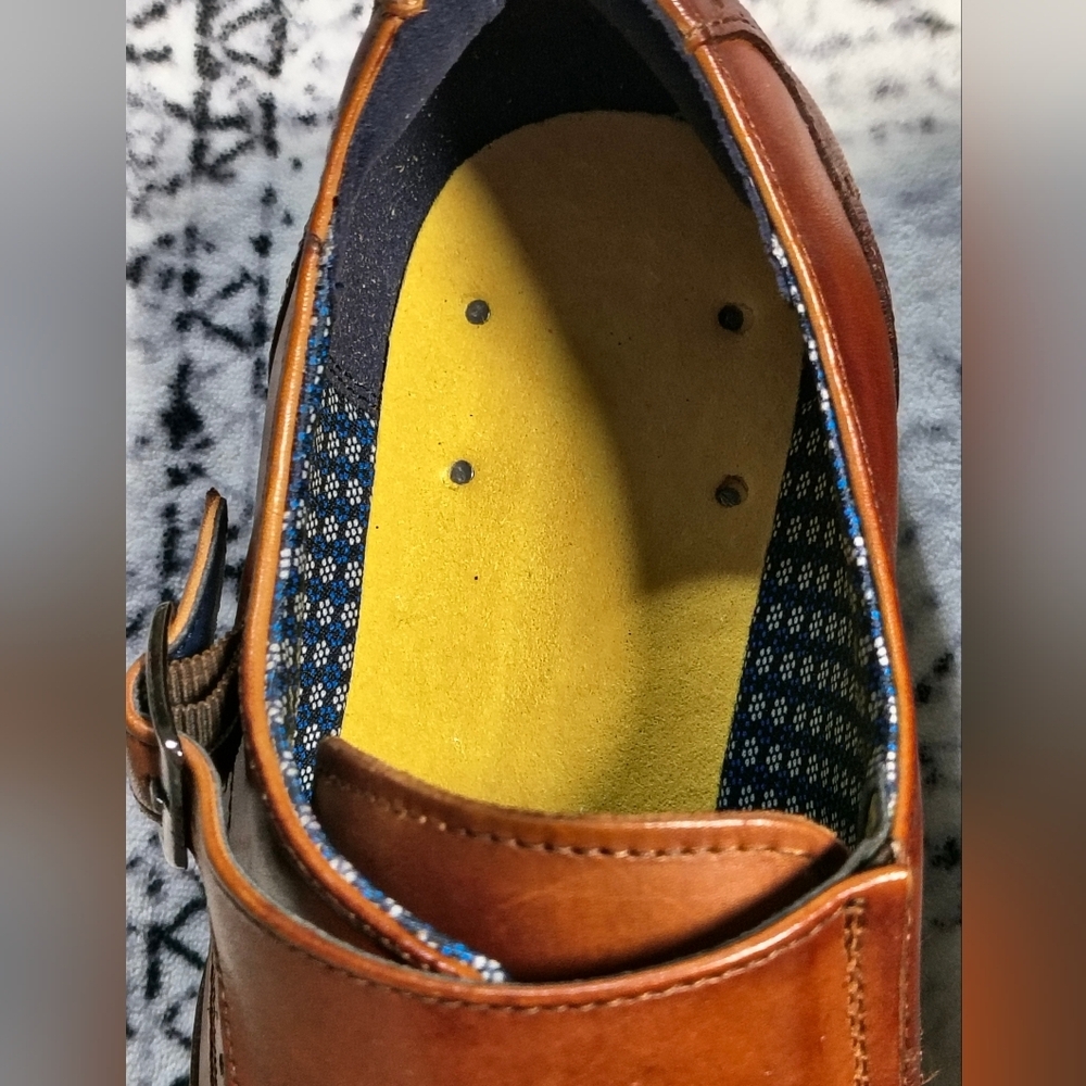 Karson Wingtip Double Monk Strap Stacy Adams Dress Shoes - Cognac US 8 Defective - Picture 3 of 9